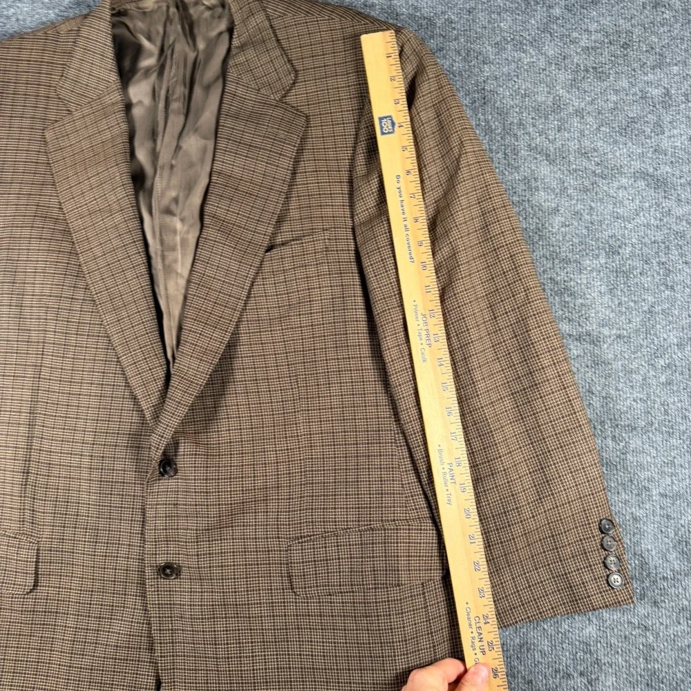 Ermenegildo Zegna Wool Sport Coat Blazer 50R Brown Micro Check Plaid